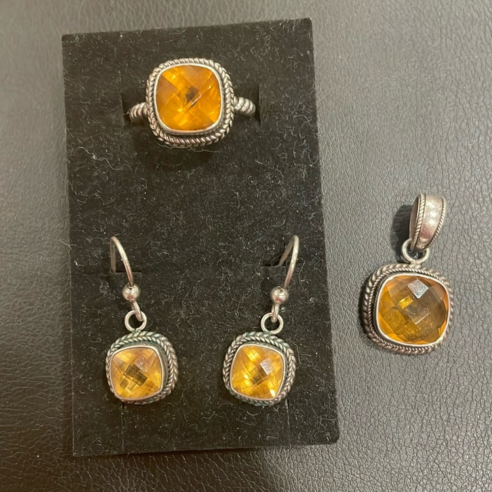 Citrine set in Sterling silver jewelry set